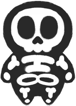 Cute dancing skeleton bone character full body illustration for Halloween.