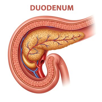 Anatomy of the human duodenum digestive system.