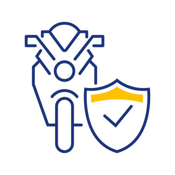 Motorcycle insurance icon. Business and motorcycle insurance line symbol. Color.