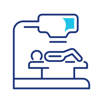 Ray scan icon. Healthcare and radiology line symbol. Color.