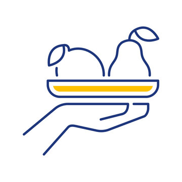 Restaurant service icon. Food and restaurant line symbol. Color.