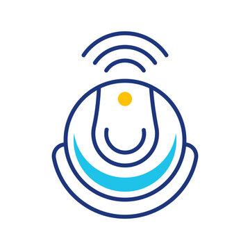 Robot vacuum icon. Technology and home appliance line symbol. Color.