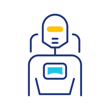 Robot assistant icon. Technology and robotics line symbol. Color.