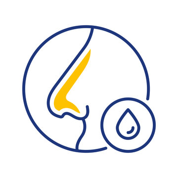Rhinitis allergy icon. Healthcare and allergy line symbol. Color.