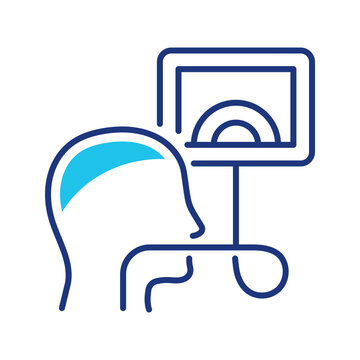 Stomach endoscopy icon. Healthcare and endoscopy line symbol. Color.