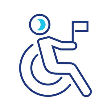 Wheelchair veteran icon. Healthcare and disability line symbol. Color.