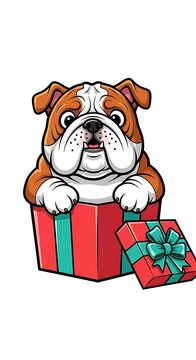 Santa Claus holding wrapped Christmas gifts smiling.