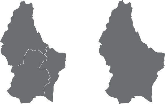 Luxembourg Administrative Divisions Map Gray Cantons Vector Illustration