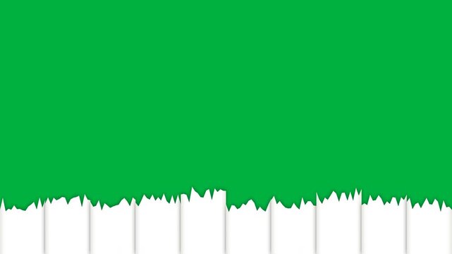 Multiple Synchronized Vertical Paper Strips Tearing to Green Screen