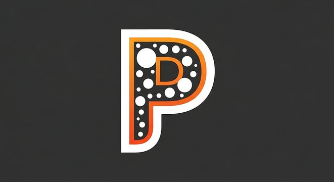 Bold Decorative Letter P Logo Centered on Dark Background