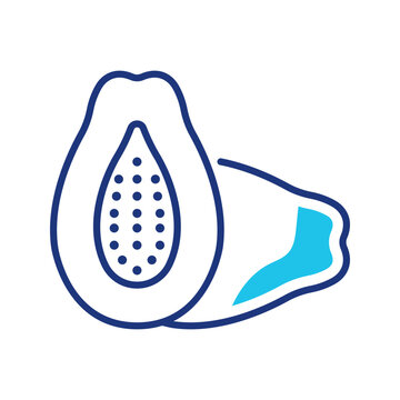 Papaya fruit icon. Food and tropical fruit line symbol. Color.
