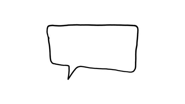 Black, hand, drawn, rectangular, speech, bubble, animation, sketchy, chat, box, icon, on, Alpha channel, minimalist, dialogue, bubble, for, video, editing, professional, motion, graphic.