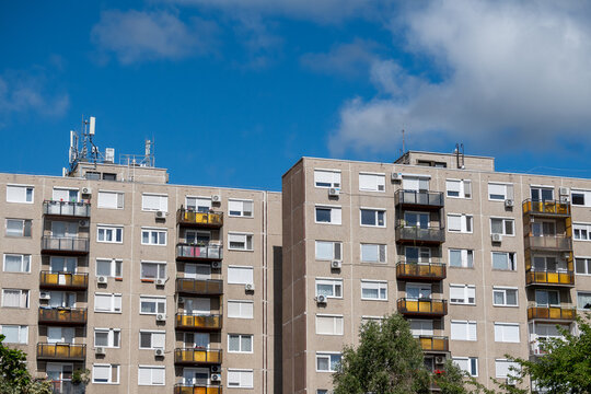 Soviet-era prefabricated apartment buildings in Budapest, Hungary