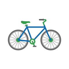 Fototapeta premium Blue Bicycle with Green Seat and Accents - Clean Vector Illustration on White Background