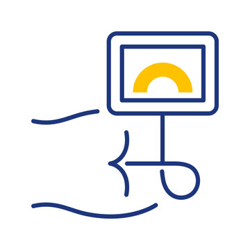 Colonoscopy procedure icon. Healthcare and gastroenterology line symbol. Color.