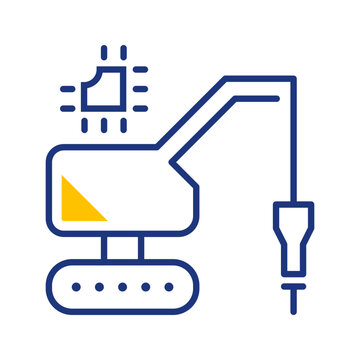 Pile driver icon. Industry and construction equipment line symbol. Color.