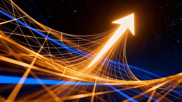 Abstract glowing arrow in space