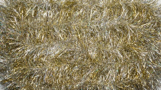 Gold and Silver Tinsel Garland Background for Christmas Holiday Decoration and Festive Party Celebration Texture Design