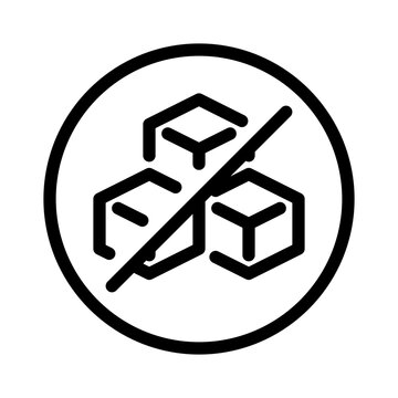 Healthy no sugar added sign with crossed out cubes in minimalist thin line icon.