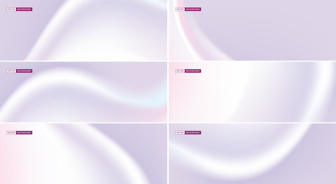 Abstract light purple and white wavy gradient background set