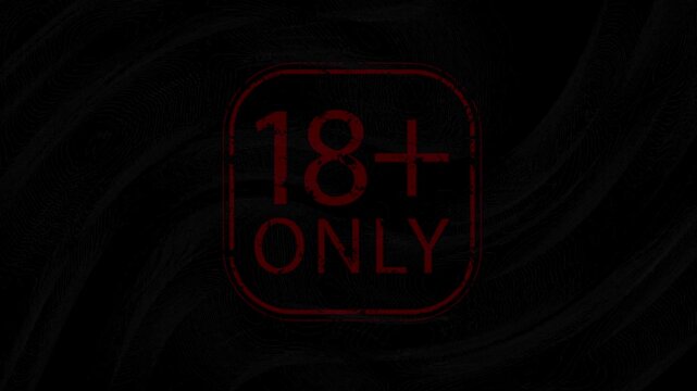 18+ Not allowed sign Bright red weathered warning stamp on black background ideal for use in adultonly content, age restrictions, or mature themes.
