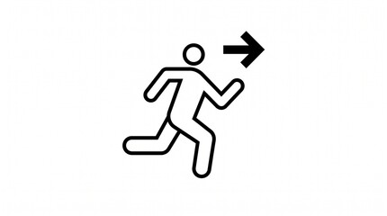 Obraz premium Simple black outline icon of a person running towards the right side.