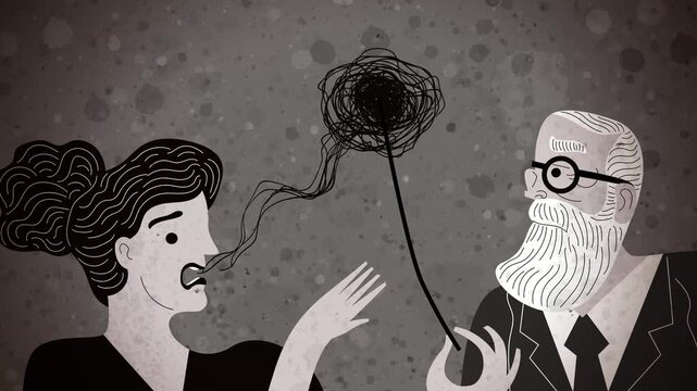 psychoanalyst untangling a patient thoughts during a therapy session