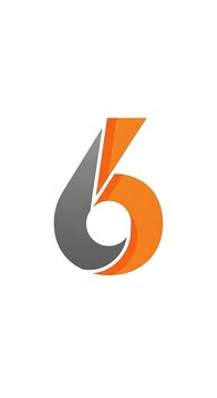Abstract Orange and Gray Number Five Logo Centered on White Background
