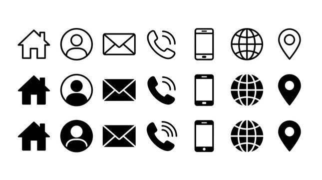 Set of contact communication icons for website and business interface design