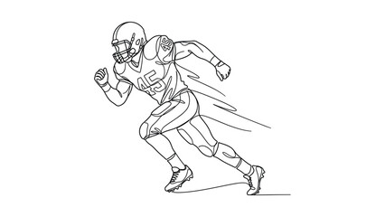 Obraz premium Dynamic sketch of an American football player running.