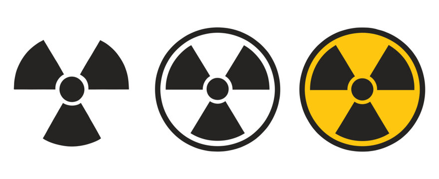 Radioactive, Material Warning Icon Set Representing Radiation Danger Symbols, Caution Signs, Hazard Alerts, Nuclear Safety Labels, Toxic Area Warnings, and Professional Vector Design Concepts.