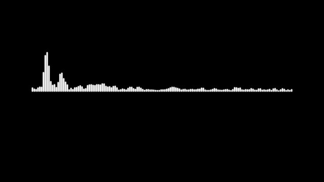 Acoustic music signal waveform details clean voice recording level bars on black. Digital audio editor application screens run an acoustic music signal waveform visual loop.