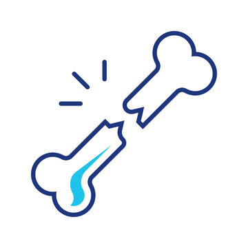 Bone fracture icon. Healthcare and orthopedics line symbol. Color.