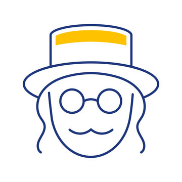 Jewish person icon. Religion and judaism line symbol. Color.
