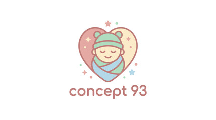 Fototapeta premium Cute baby logo design with heart shape.