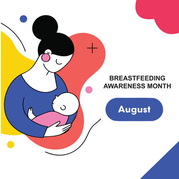 Breastfeeding Awareness Month Vector Illustration