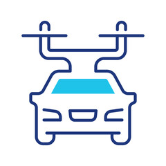 Obraz premium Drone car icon. Industry and air taxi line symbol. Color.