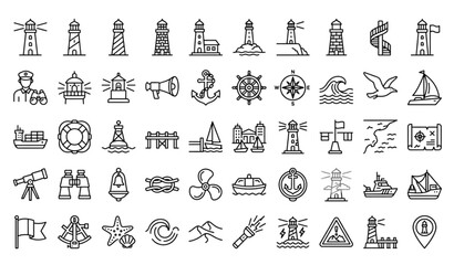 Lighthouse Line Icons Collection Editable Stroke © Ziten