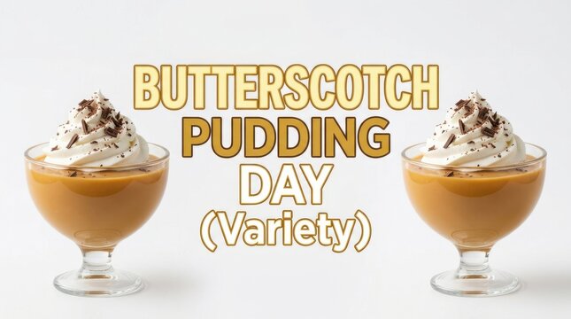 Two glasses of butterscotch pudding with whipped cream