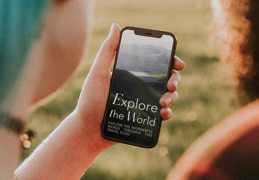 Travel Inspiration Smartphone Screen Mockup PSD