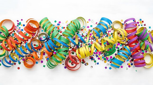 Halloween party decorations with colorful streamers and confetti