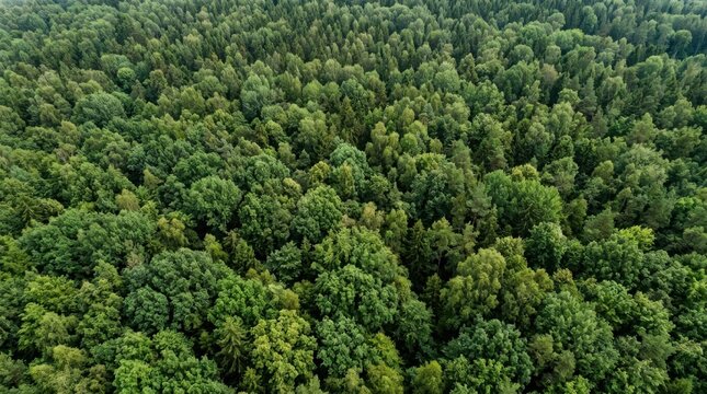Aerial view of dense green forest canopy