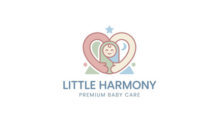 Fototapeta premium Minimalist logo design for Little Harmony premium baby care services.