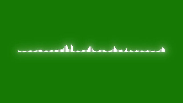 Audio waveform visualizer animation, digital sound frequency spectrum visualizer, music equalizer lines, Abstract music audio wave, white audio visualizer on green background, 4K loop
