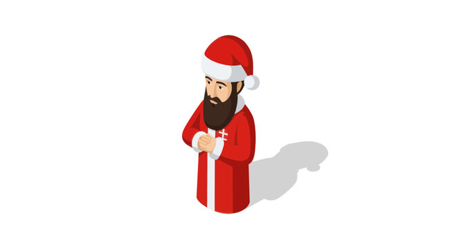 Isometric religious man in red robe and hat
