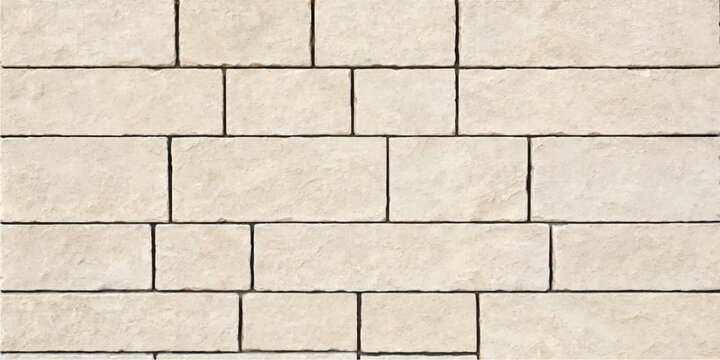 Beige brick wall closeup showing masonry texture with architectural construction details and uniform staggered background surface pattern