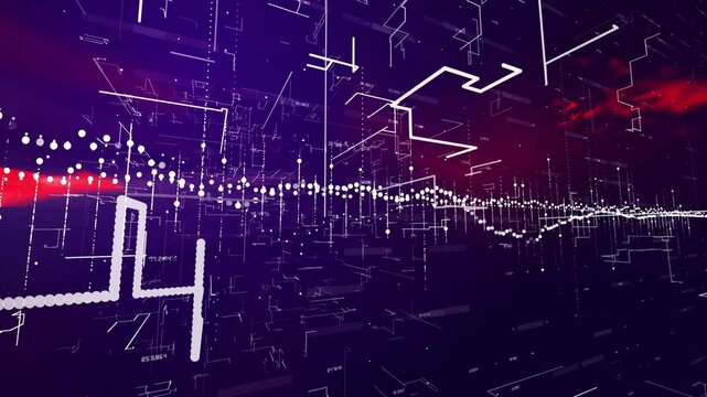 Abstract Digital Data Flow Moving Through A Virtual Cyber Space Grid Background