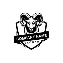 Naklejka premium Ram Head Emblem Logo Mascot - Powerful Animal Symbol for Business
