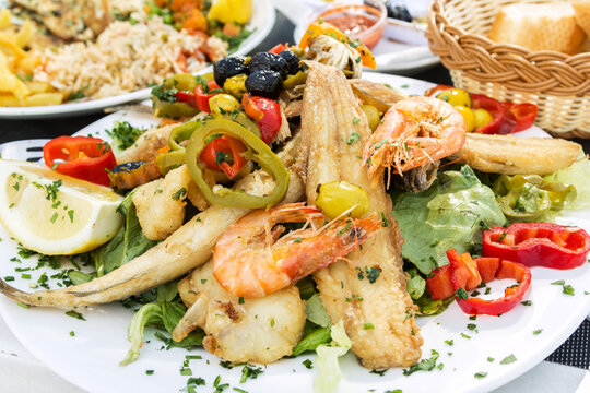 Sea food dish from Casablanca, Moroco in Mediterranean style