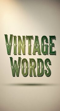 Green Vintage Words Typography Floating on Aged Beige Background